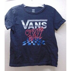 Teen Fashion Skater Vans Cotton Off The Wall Cropped T-shirt Top - Black - SMALL
